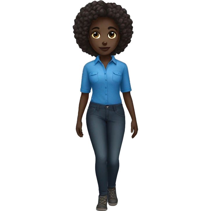 darkskin girl blue shirt emoji