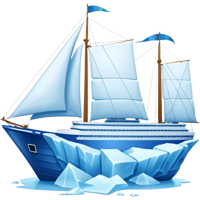 A ship moving past an iceberg emoji