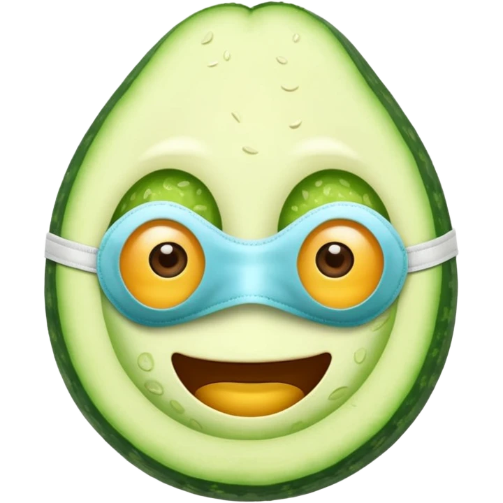 Emoji with a face mask and cucumber eyes emoji