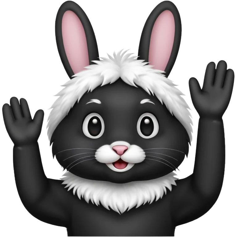 Emoji tete de Lapin noire qui fait bonjour de la main  emoji
