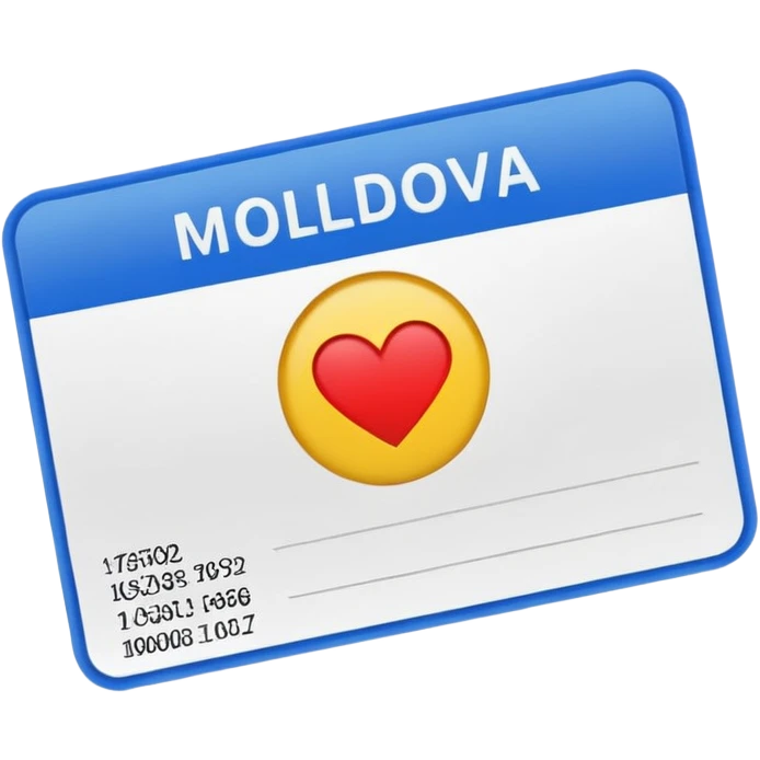 health insurance card emoji with placeholder lines instead of text and a small silhouette of Moldova in the corner emoji