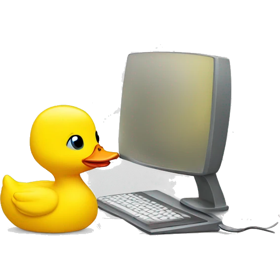 Yellow duck writing on a computer  emoji