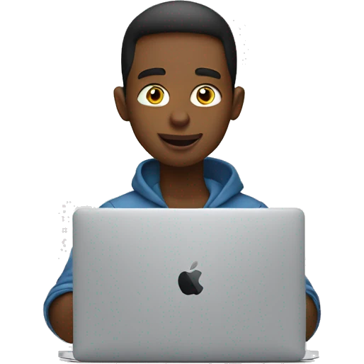 Boy on macbook making money emoji