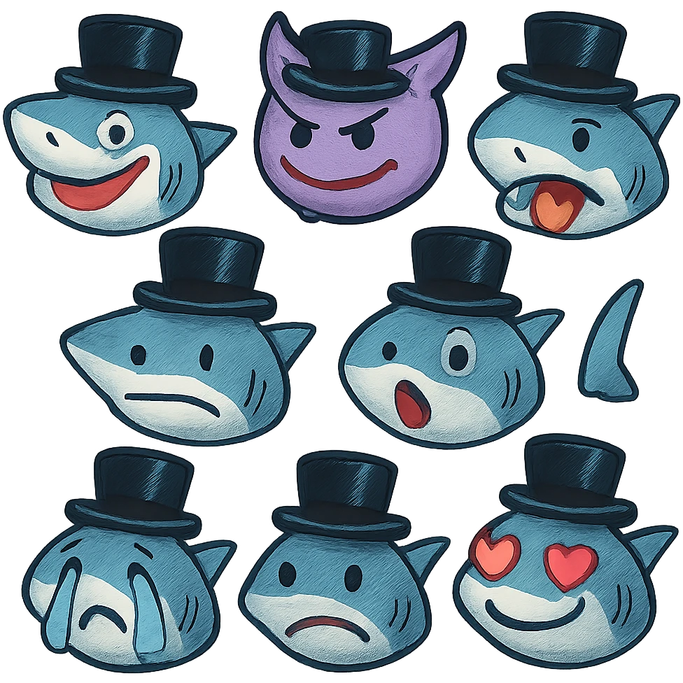 shark with tophat emoji