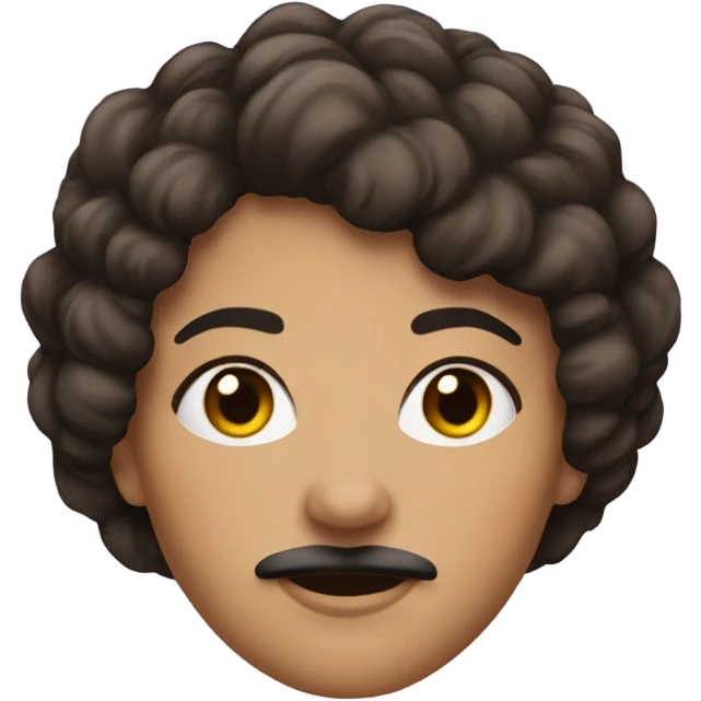 Brunette woman with bushy moustache. Short hair to the jaw emoji
