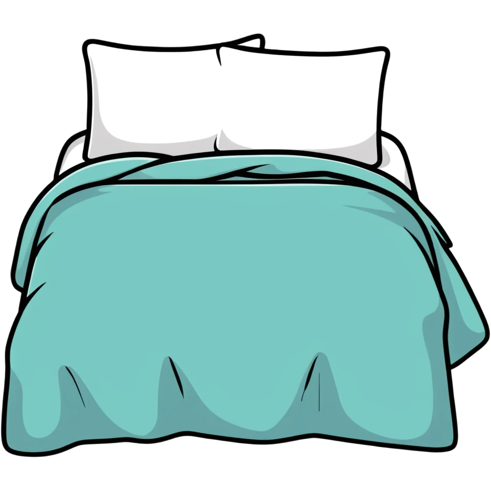A comfortable bed with pillows and blanket emoji