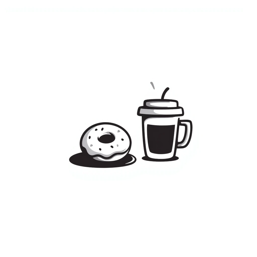 doodle of a coffee cup with a donut emoji