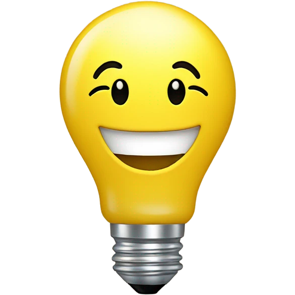 Yellow lightbulb with a smiling face  emoji