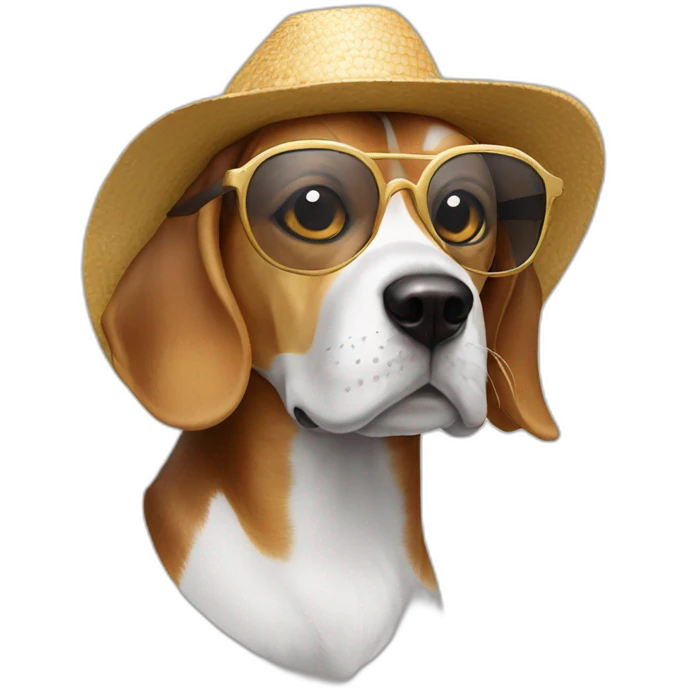 Beagle avec un chapeau et des lunettes de soleil  emoji