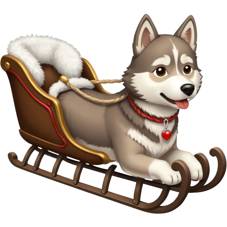 a sleigh pulled by a husky  emoji