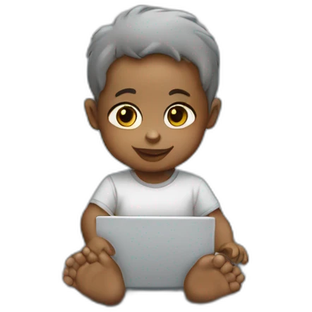 Grey skin baby on laptop emoji