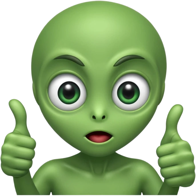 Astonished alien with thumbs up emoji