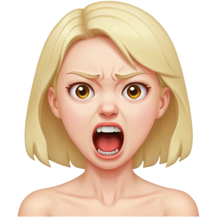 Girl screaming mad while holding neck  emoji