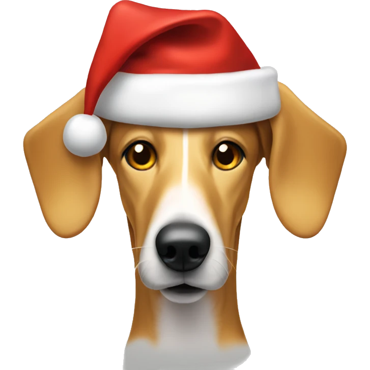 Golden Sighthound wearing Santa hat emoji