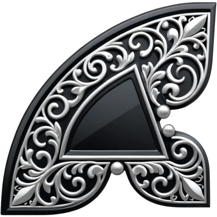 Black and silver filigree corner tab, 3D, extremely detailed design emoji