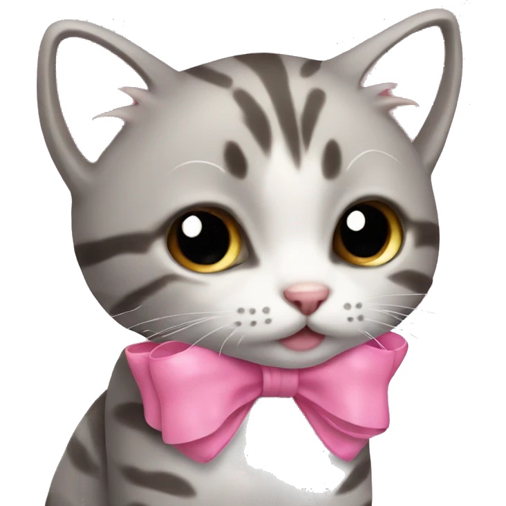 Little cat with pink bow emoji