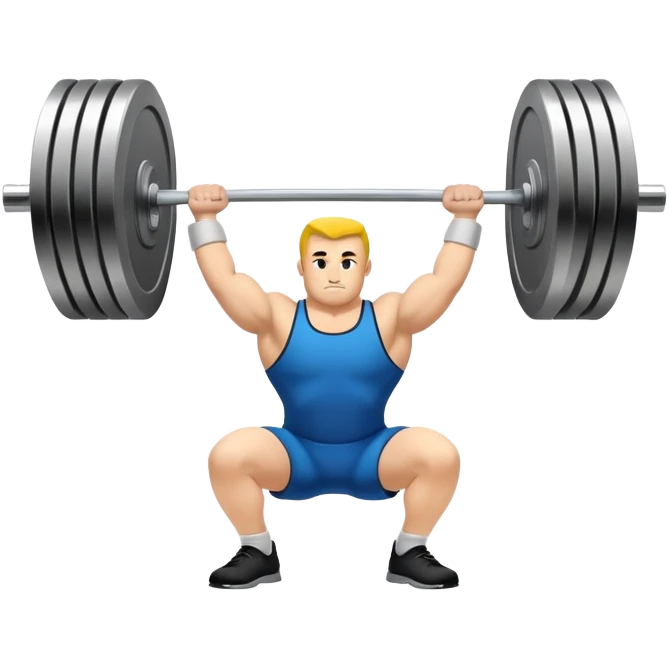 Iconic emblem of powerlifting, featuring a heavy barbell with weights on each side. The barbell is positioned in a dynamic way, emphasizing the power and intensity of the sport. The emblem is bold and sleek, conveying the essence of professional powerlifting.  emoji
