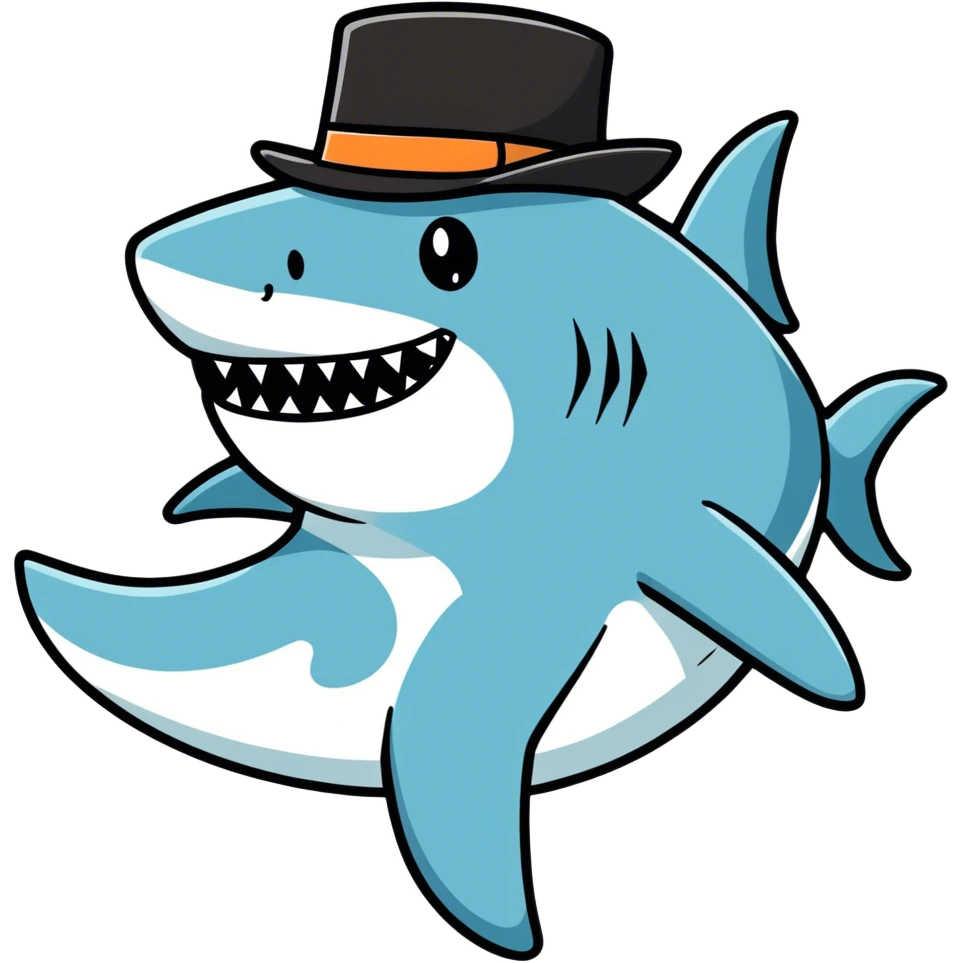 Shark with a top hat emoji