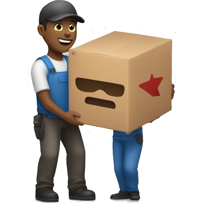 a delivery guy handles a box to customer emoji