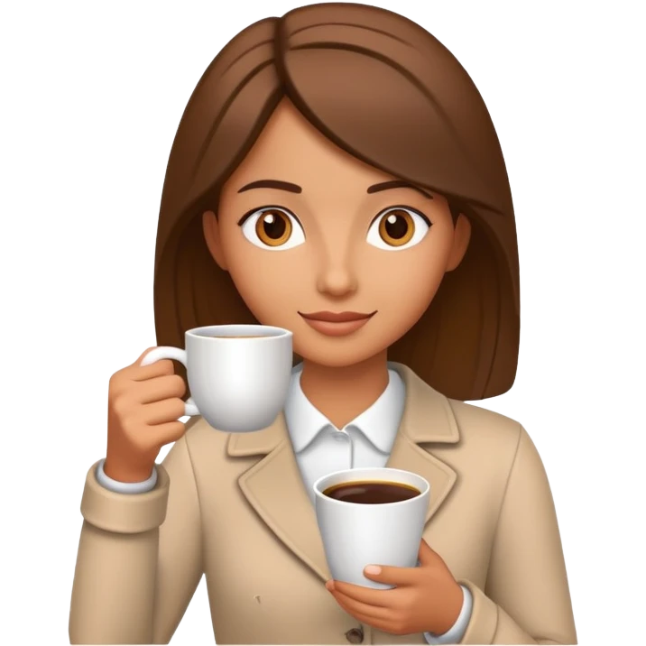 generate realistic detailed girl with cup of coffee in hand in 3d style emoji