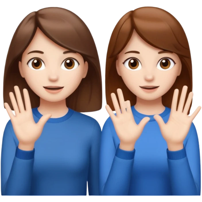 Two girls saying six seven one with brown hair. And doing hand movements  white skin six seven  emoji