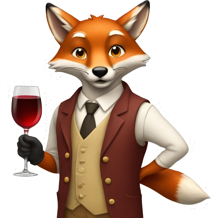 Fox holding a wine glass emoji