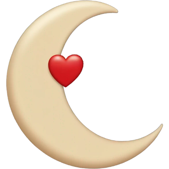 crescent beige moon with red heart emoji