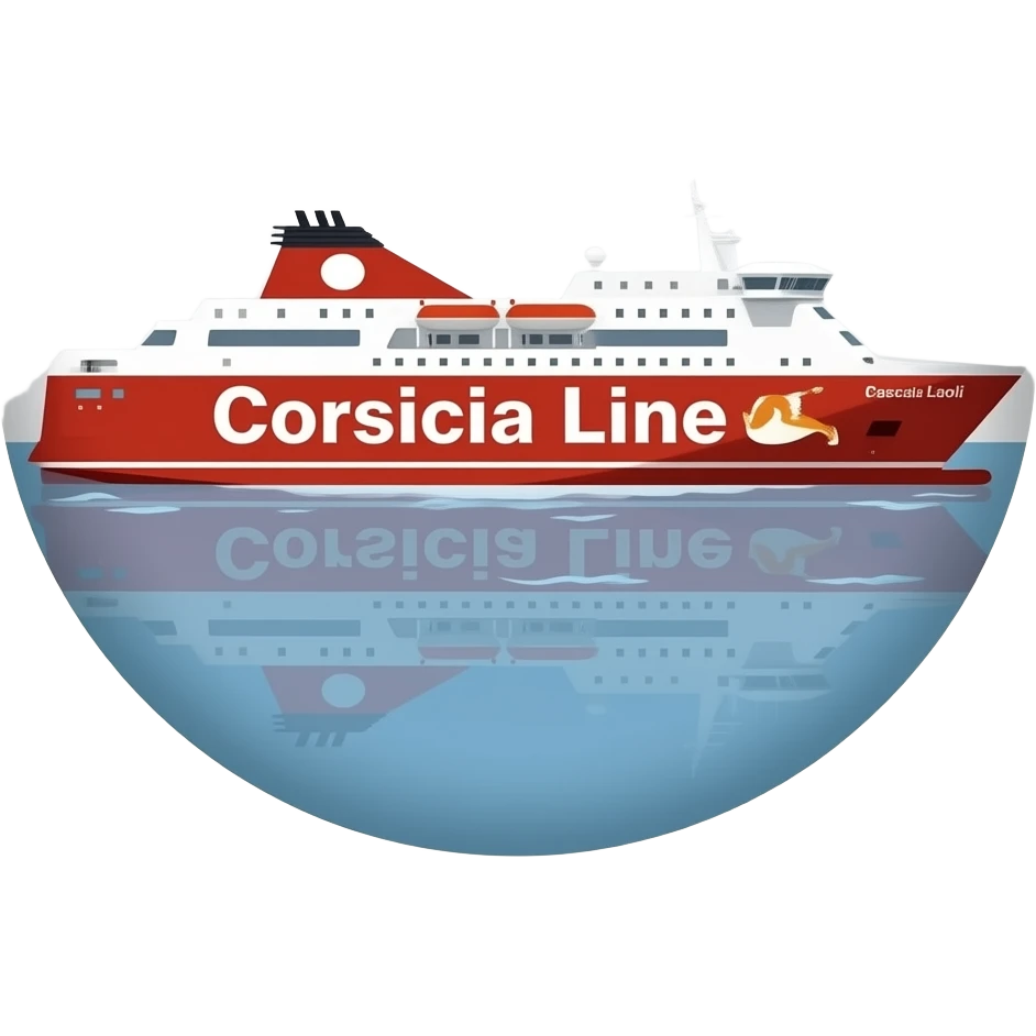 Ferry Corsica linea pascal Paoli rouge et blanc avec un logo Corsica linea emoji