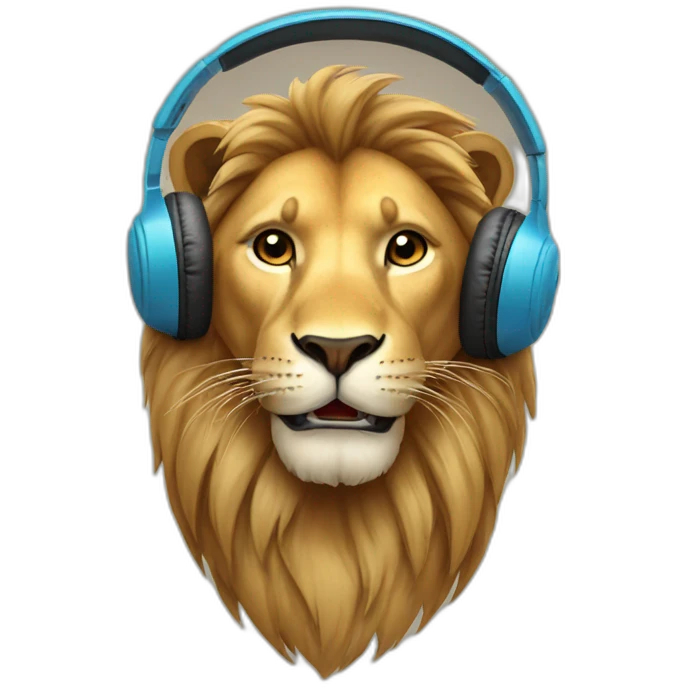 lion with headphone emoji