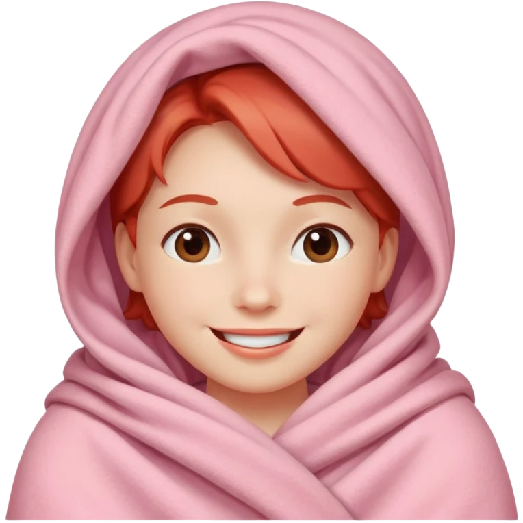happy smile red cheeks in pink blanket emoji