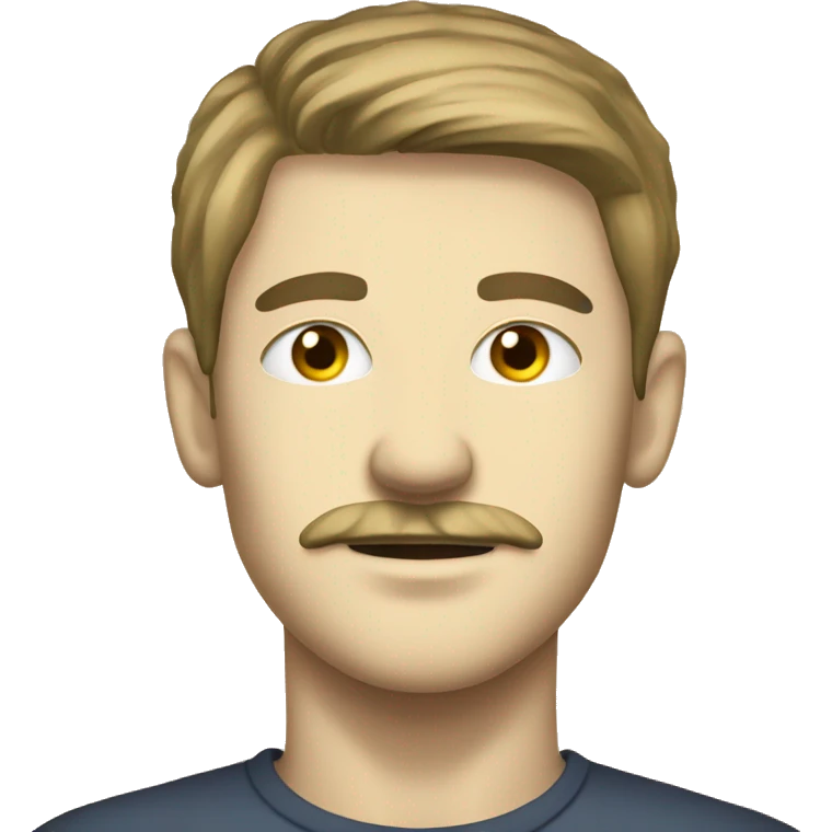 white young guy face with woodcut and slightly moustache emoji