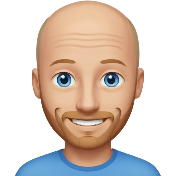 homme yeux bleus presque chauve et une barbe courte moins de chevaux et sourir emoji
