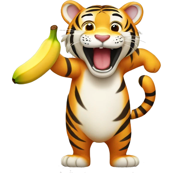 Happy Tiger eating the banana emoji