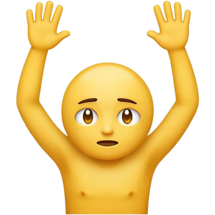 Yellow emoji struggling well, frowning, holding its arms up  emoji