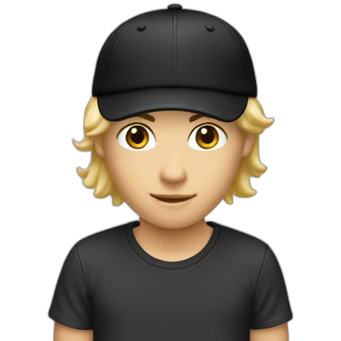blond boy cap black front hair small emoji
