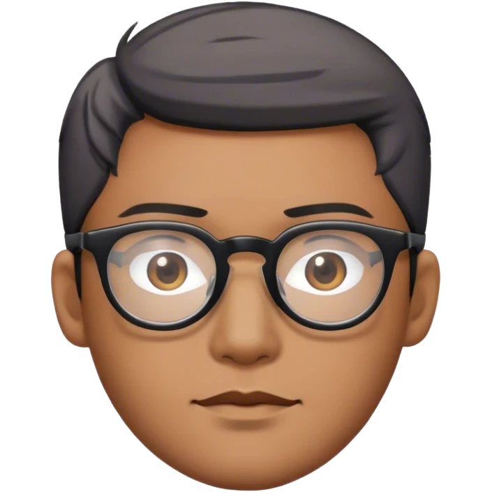asian male, black rimmed glasses, hair with grey streak emoji