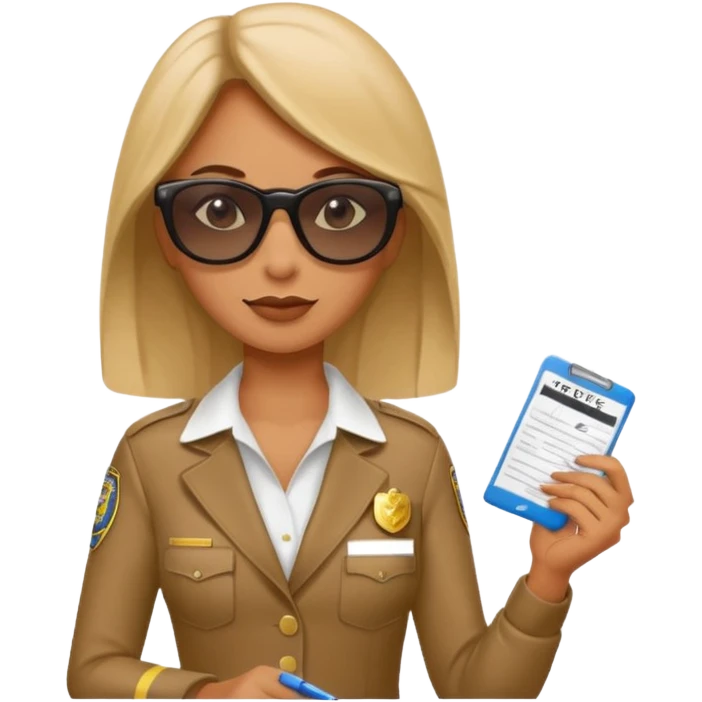 Police writing ticket with sunglasses on, female emoji