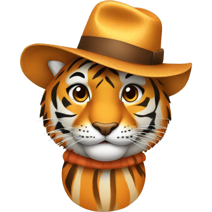 Tiger with a hat and welcome letter  emoji