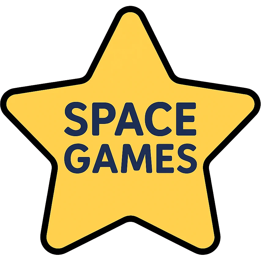 a star with the text 'space games' in a clear, readable style emoji
