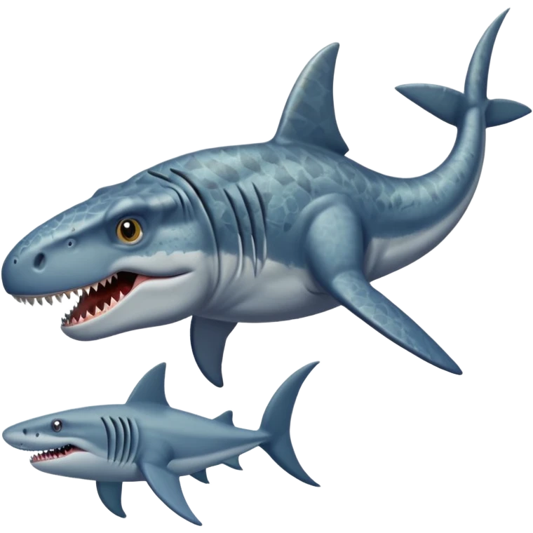 Dinosaur swimming with shark emoji