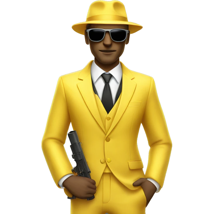yellow suit, white man mafia with bazooka and sunglasses emoji