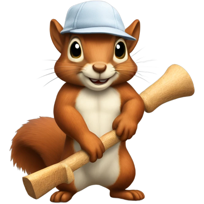 squirrel holding two hatchets wearing a hat  emoji
