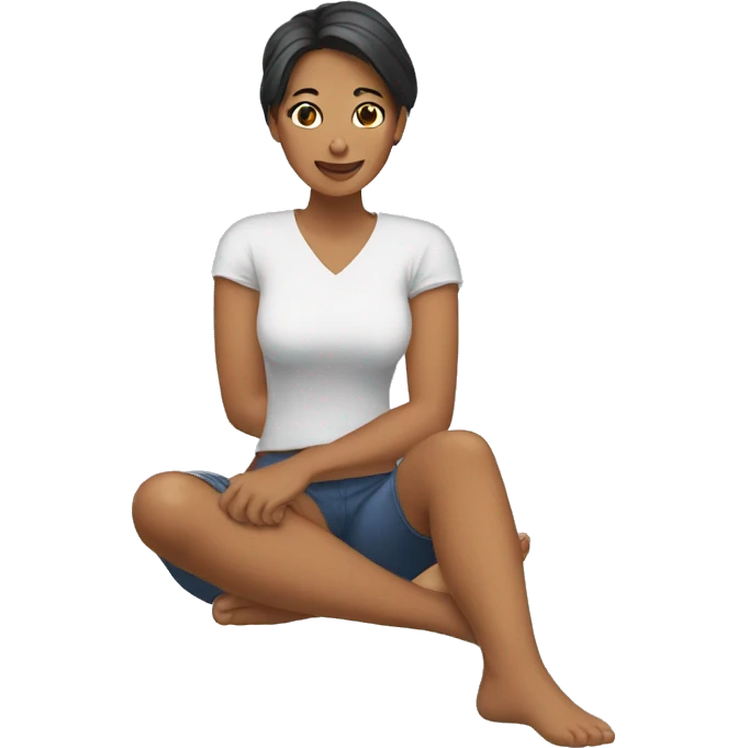 Woman sitting with bare feet emoji