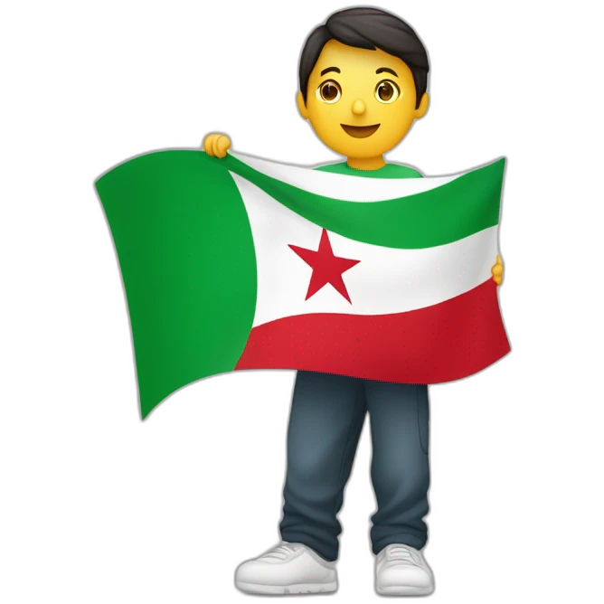 Personne retourné avec un drapeau de l’Algérie sur le dos emoji