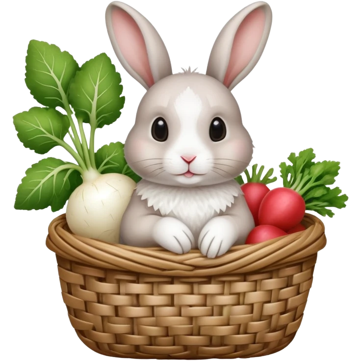 rabbit with white radish in basket emoji