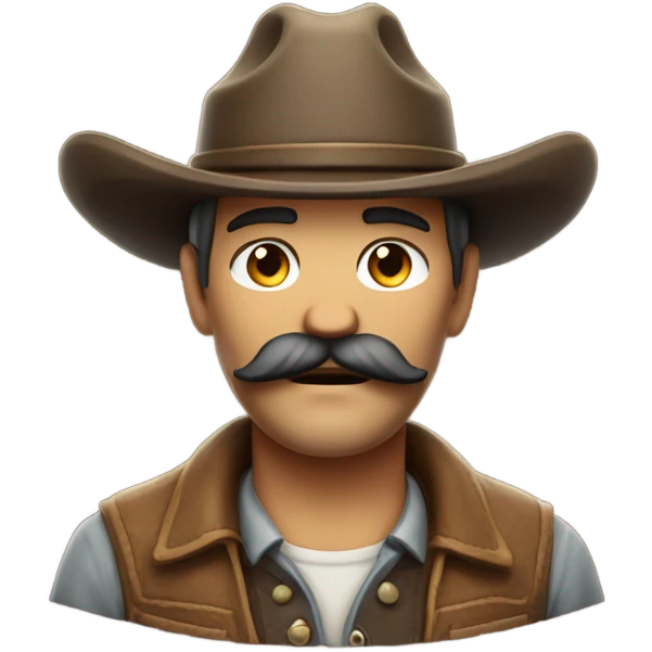 Mustache on a cowboy emoji