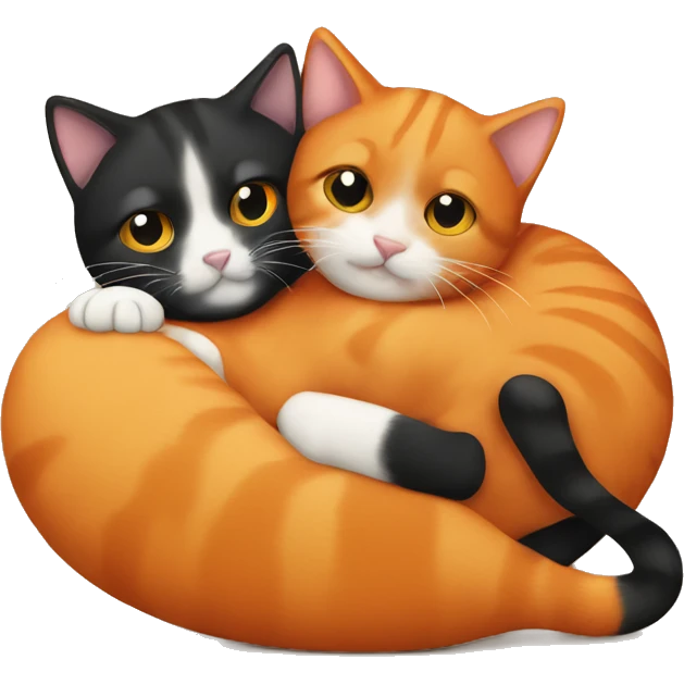 Orange and black cats cuddling emoji