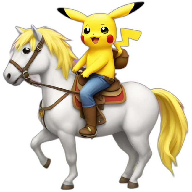 Pikachu riding a pony emoji