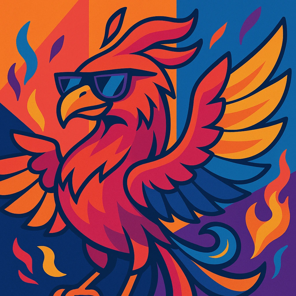 cool phoenix, modern style, vibrant colors emoji