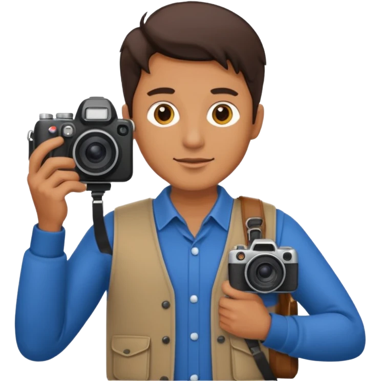 man with Camera, different outfits. emoji
